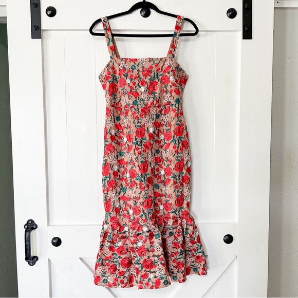 Lovers + Friends Under The Stars Midi Dress in Dark Nude Floral Size Small - Picture 4 of 10